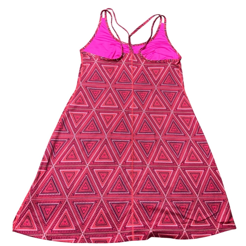 Patagonia Womens Kamala Dress Pink Geometric Triangle‎ Print Shelf Bra Large - Picture 2 of 6